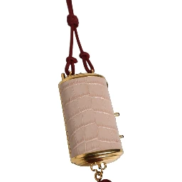 Pink Exotic Leather Mini Mirror Tassel Makeup Bag
