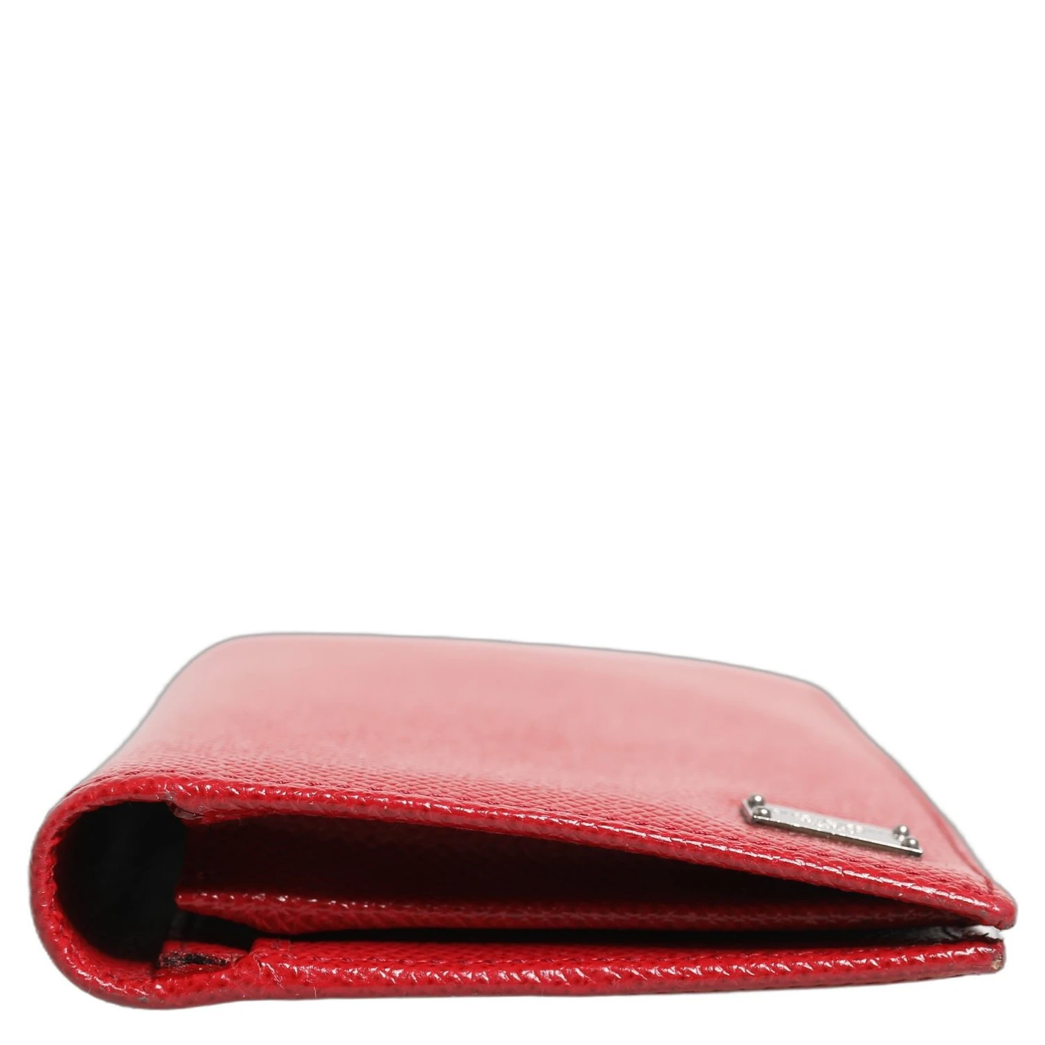 Red Dauphine Leather ID Men Card Holder Bifold Wallet