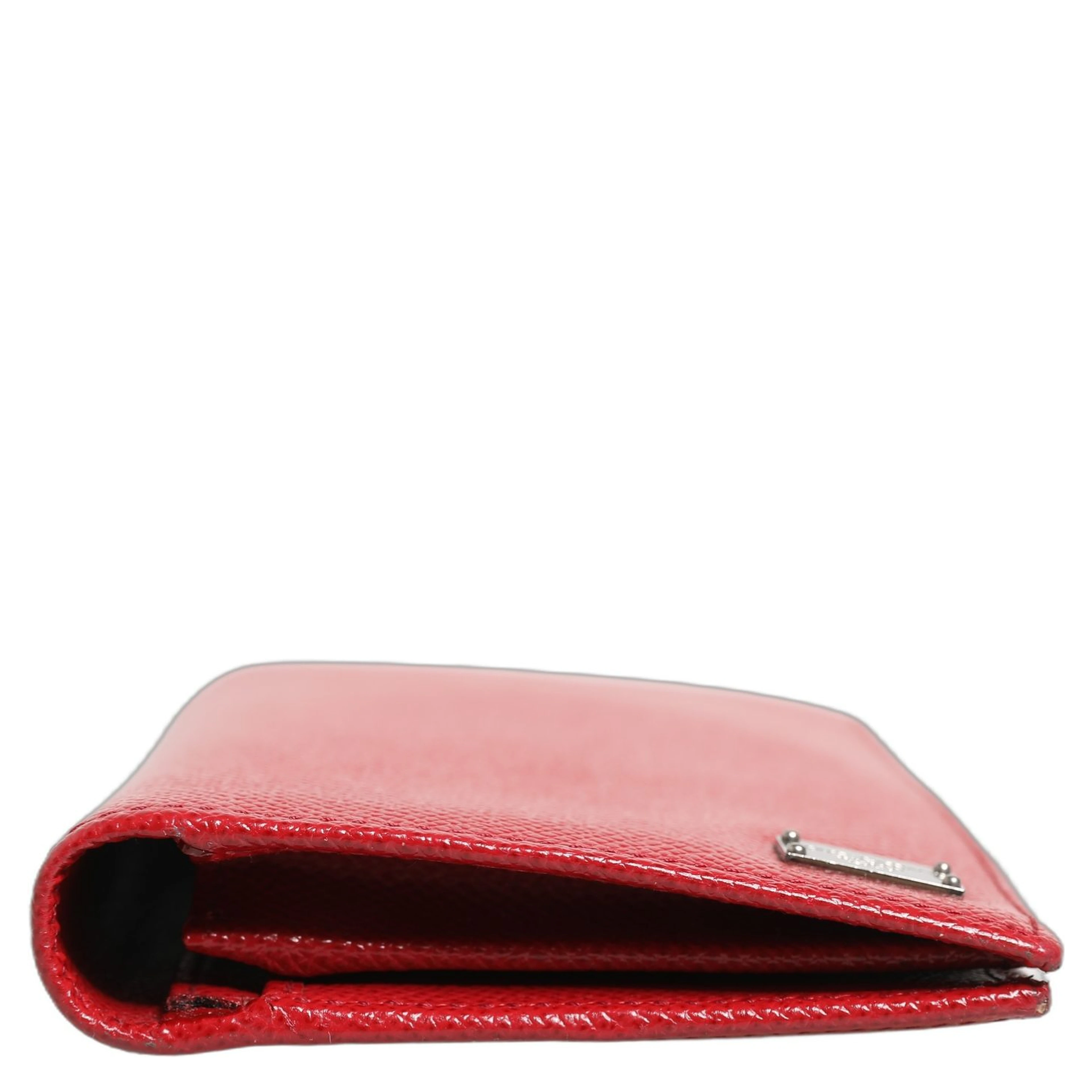 Red Dauphine Leather ID Men Card Holder Bifold Wallet