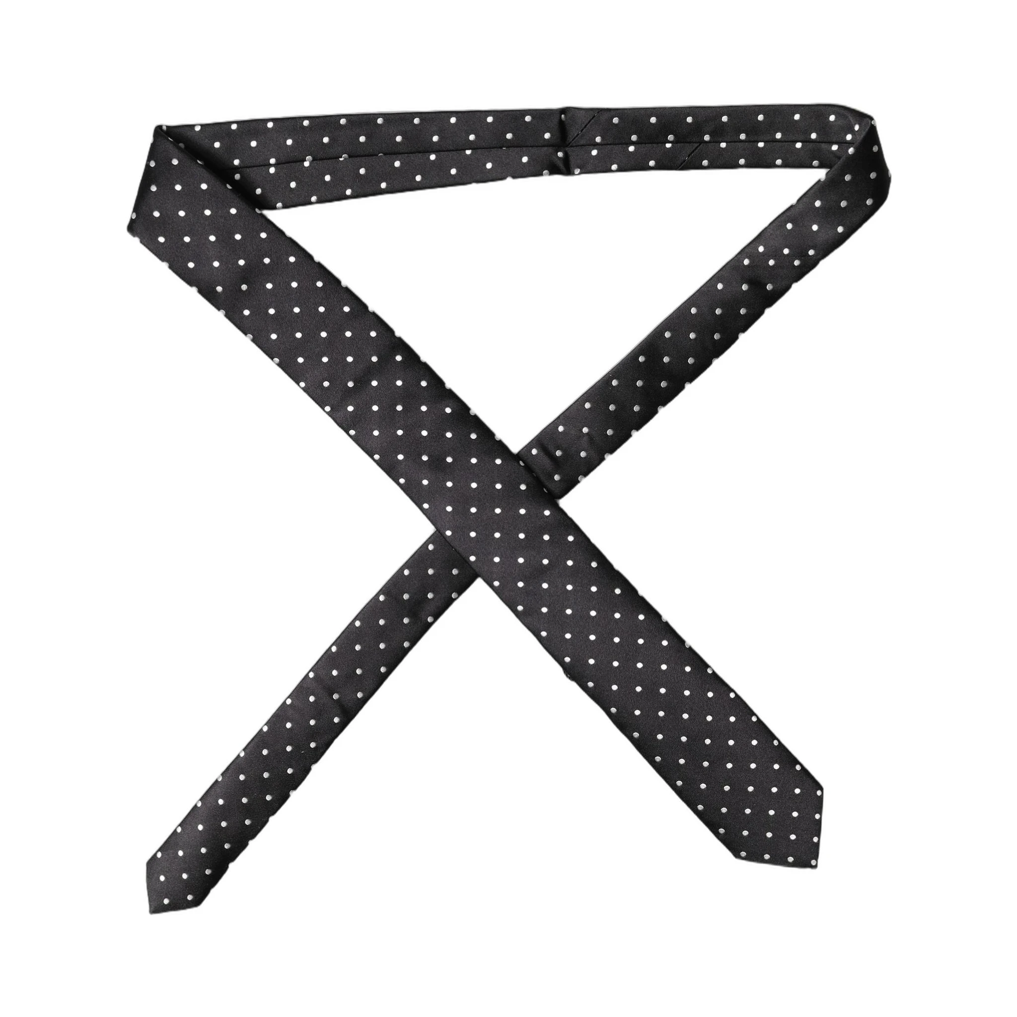 Black White Polka Dots Silk Adjustable Men Necktie Tie