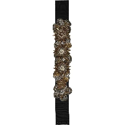 Black Gold Tone Crystal Brass Flower Brooches Belt