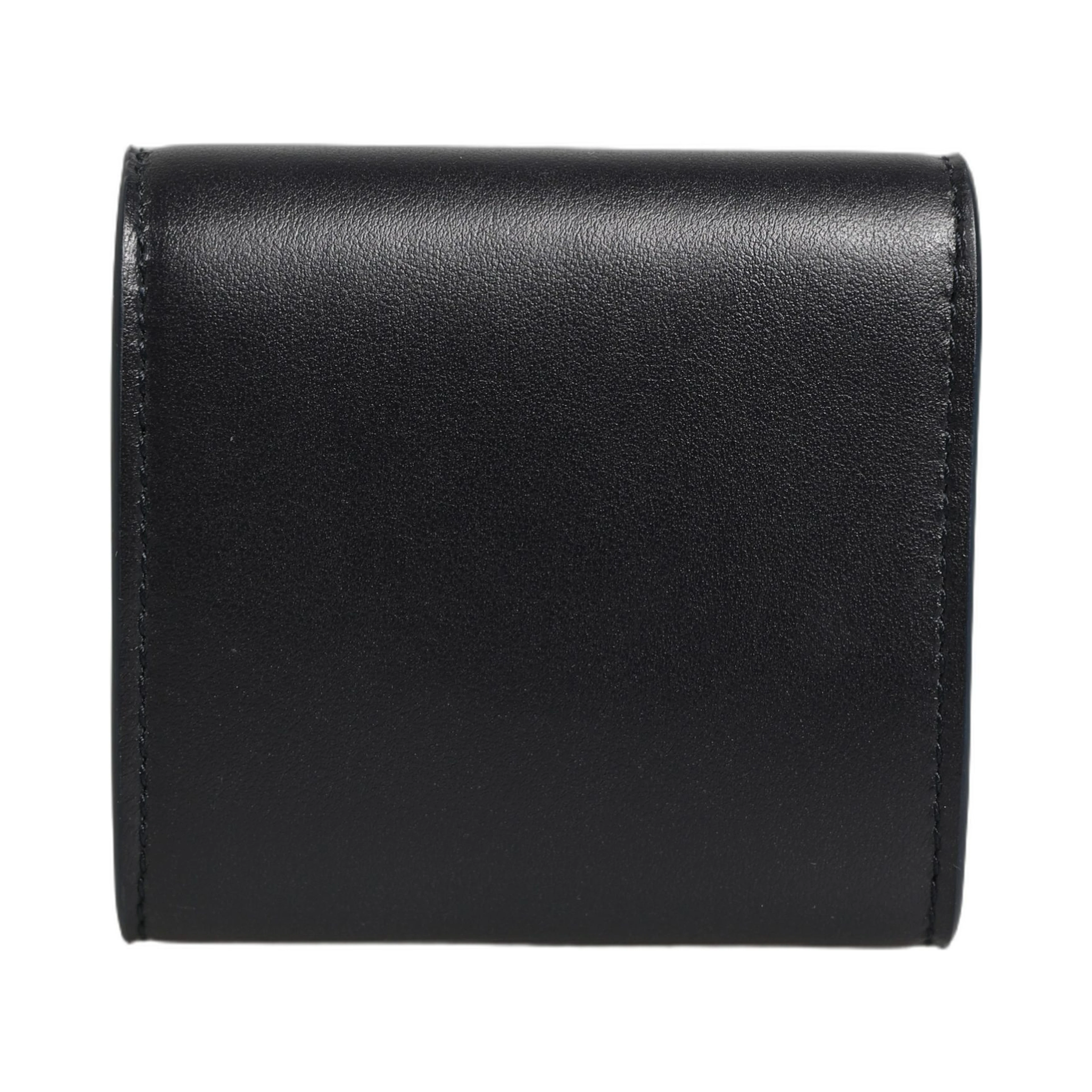 Black Calfskin Leather Logo Print Bifold CoinPurse Wallet