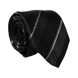 Black White Stripes 100% Silk Adjustable Men Necktie Tie