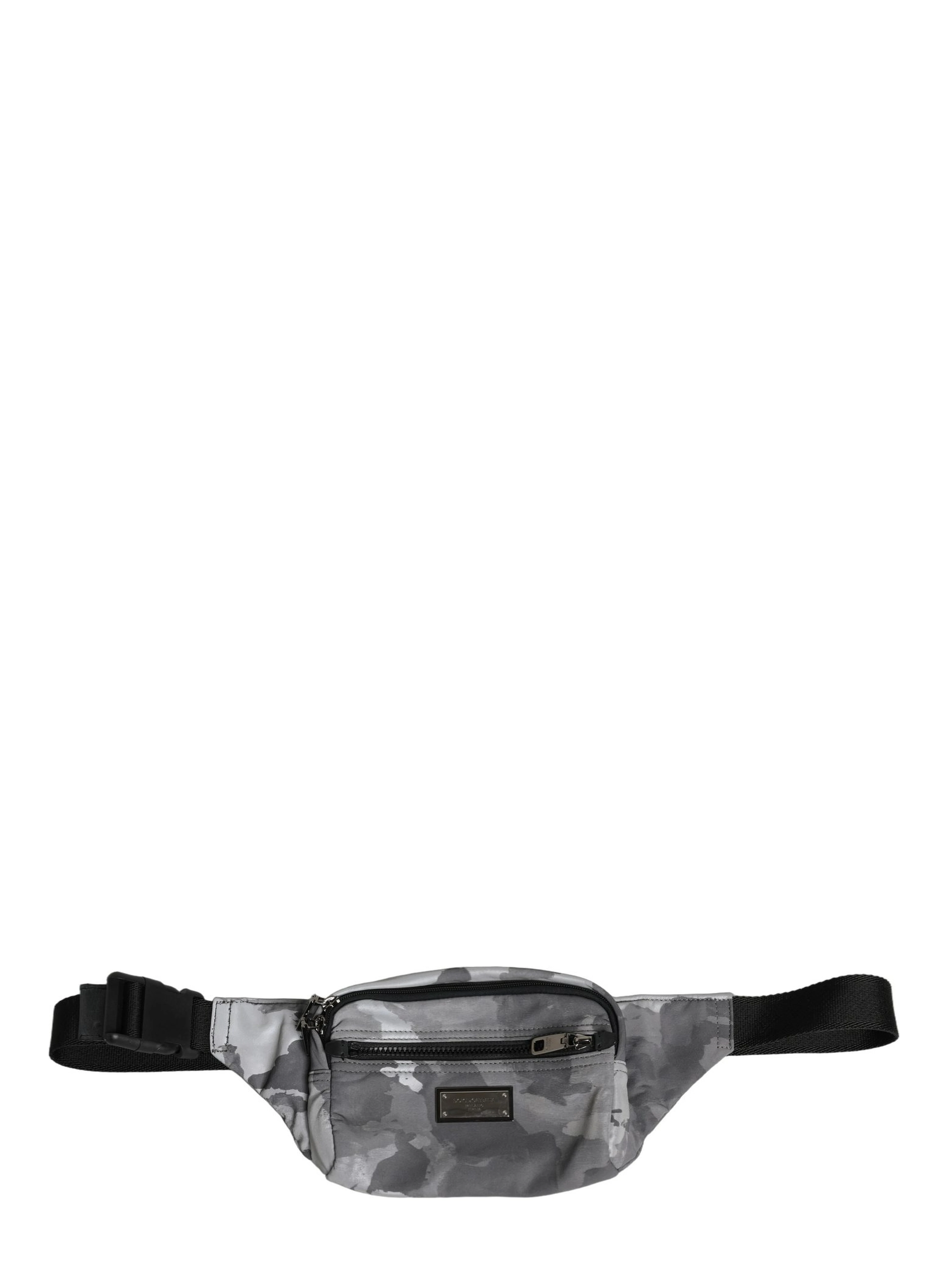 Black Nylon Brass Plate Camouflage Waist Fanny Pack Bag