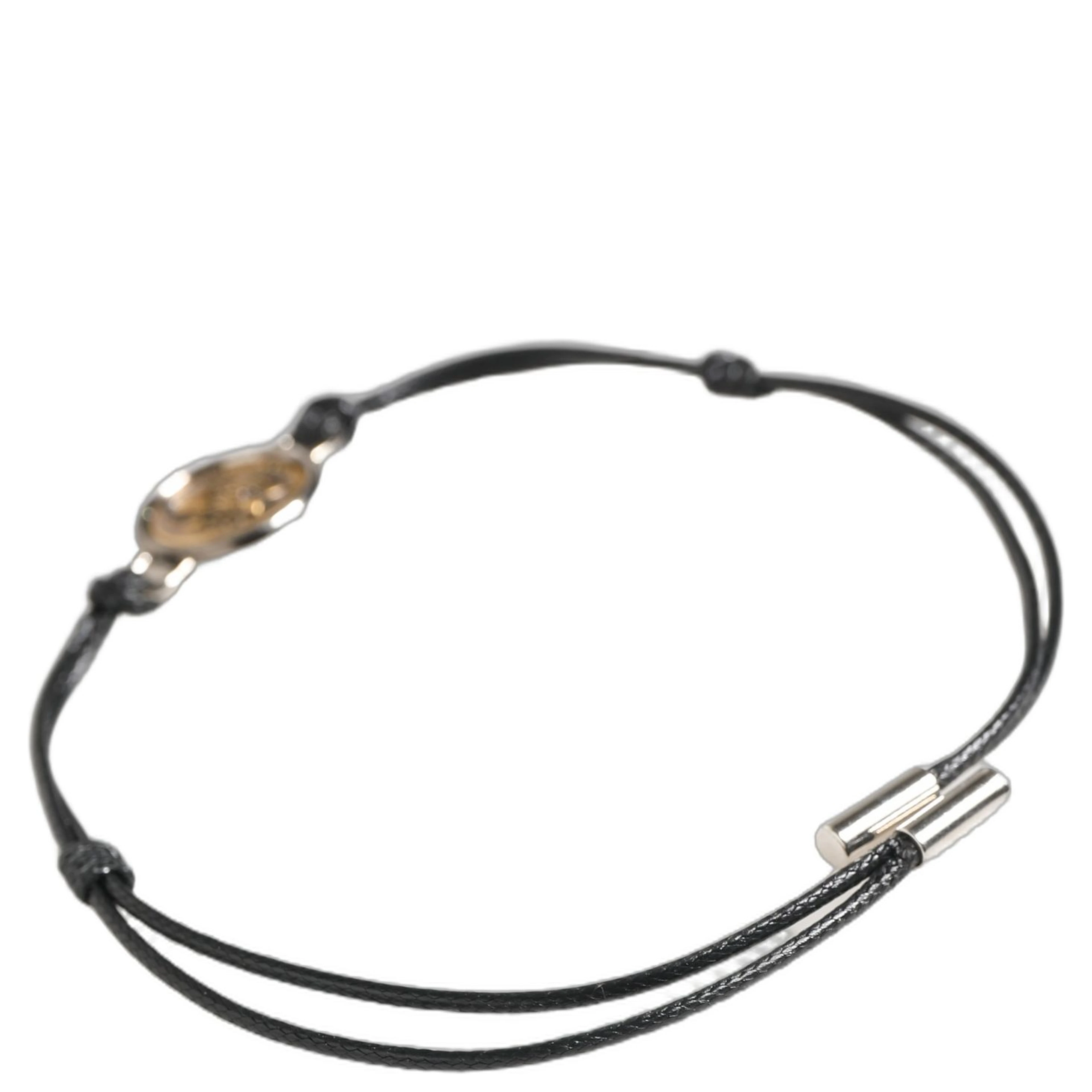 Black Polyester Cord Gold Tone Roman Coin Charm Bracelet