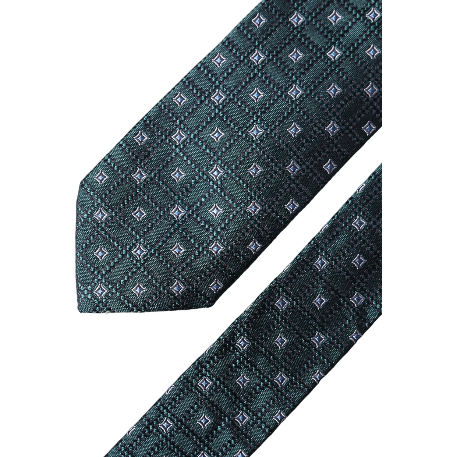 Dark Green Patterned Silk Adjustable Men Necktie Tie