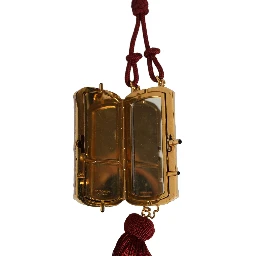 Pink Exotic Leather Mini Mirror Tassel Makeup Bag