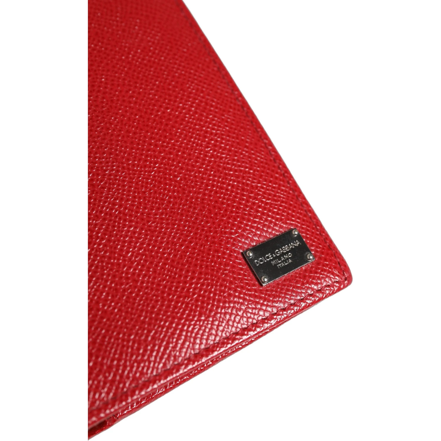Red Dauphine Leather ID Men Card Holder Bifold Wallet