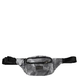 Black Nylon Brass Plate Camouflage Waist Fanny Pack Bag