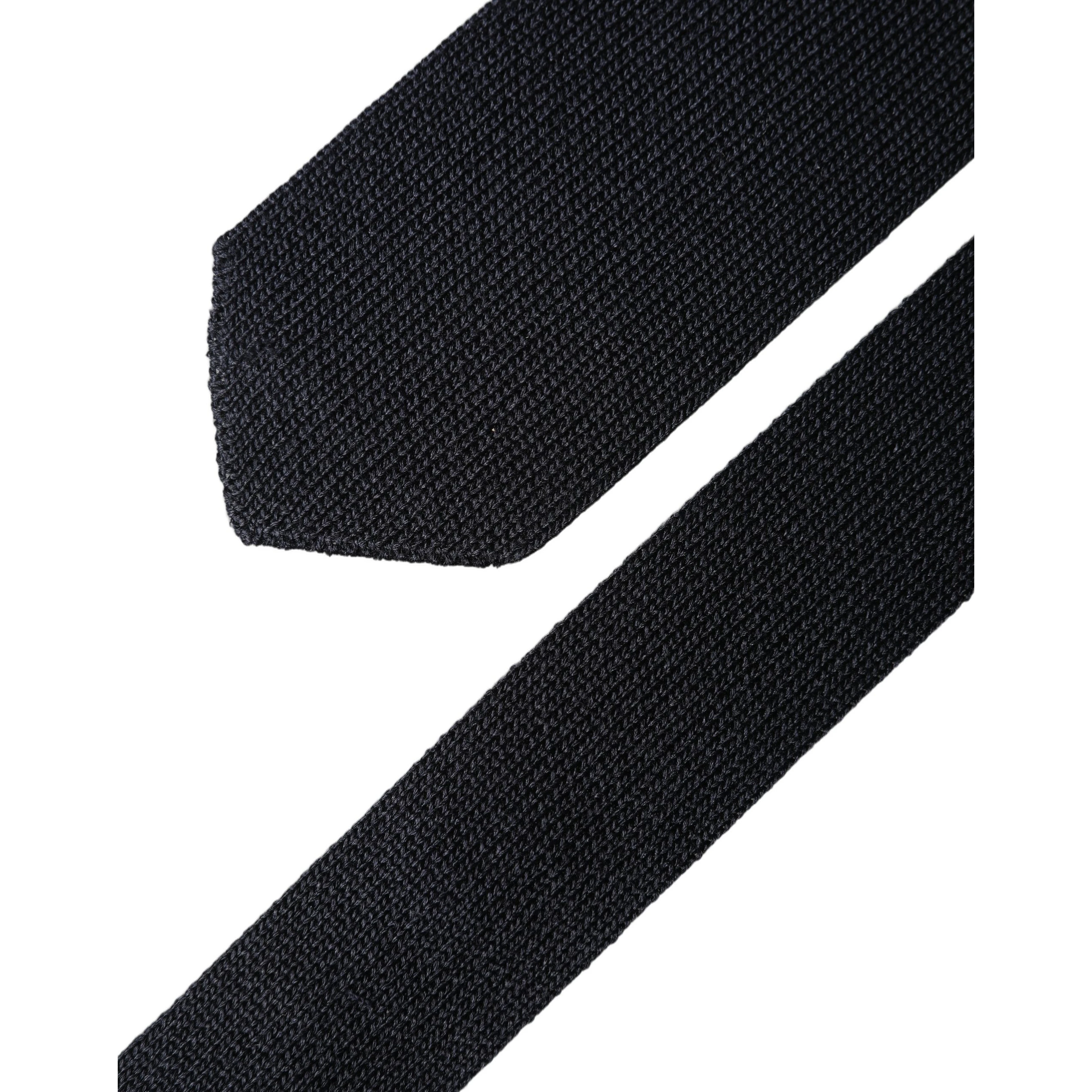 Dark Blue Solid 100% Silk Adjustable Men Necktie Tie