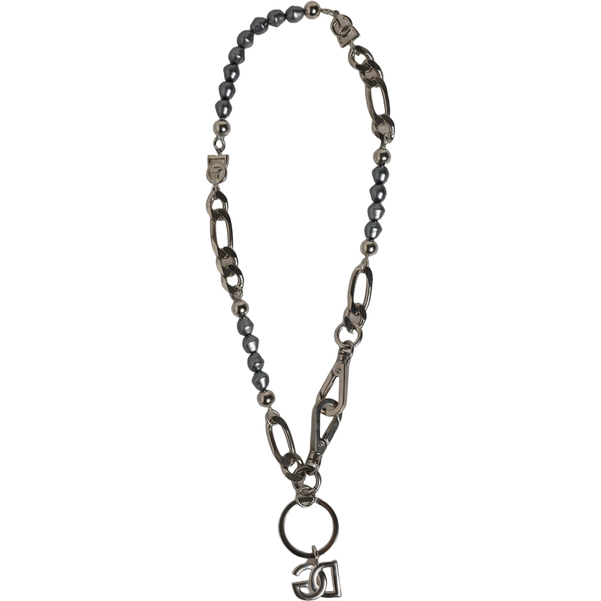 Silver Tone Chain Signature DG Logo Pendant Necklace