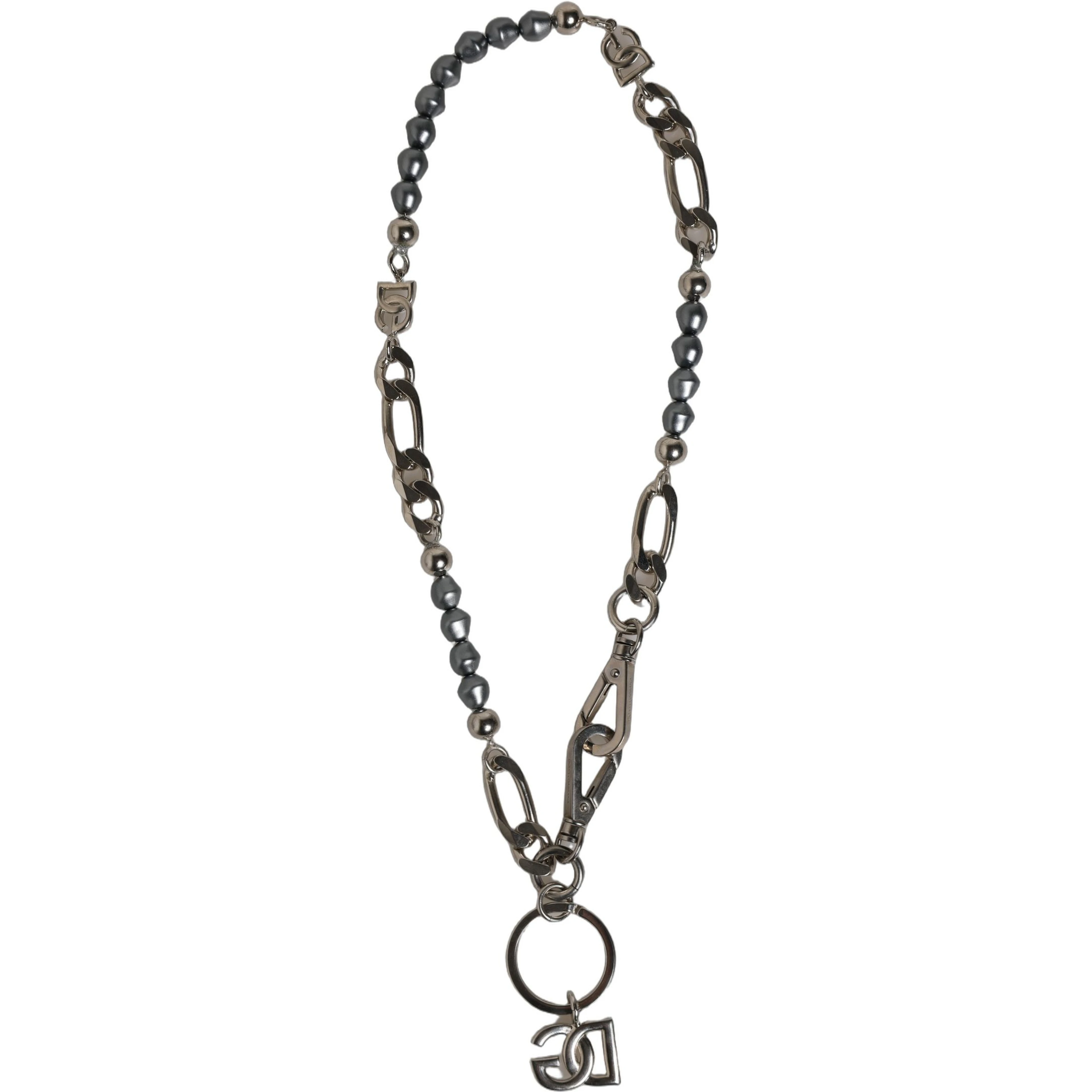 Silver Tone Chain Signature DG Logo Pendant Necklace