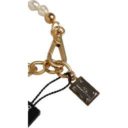 Gold Brass Pearl Embellished Chain Link Jewelry Bracelet