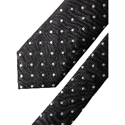 Black White Polka Dots Silk Adjustable Men Necktie Tie