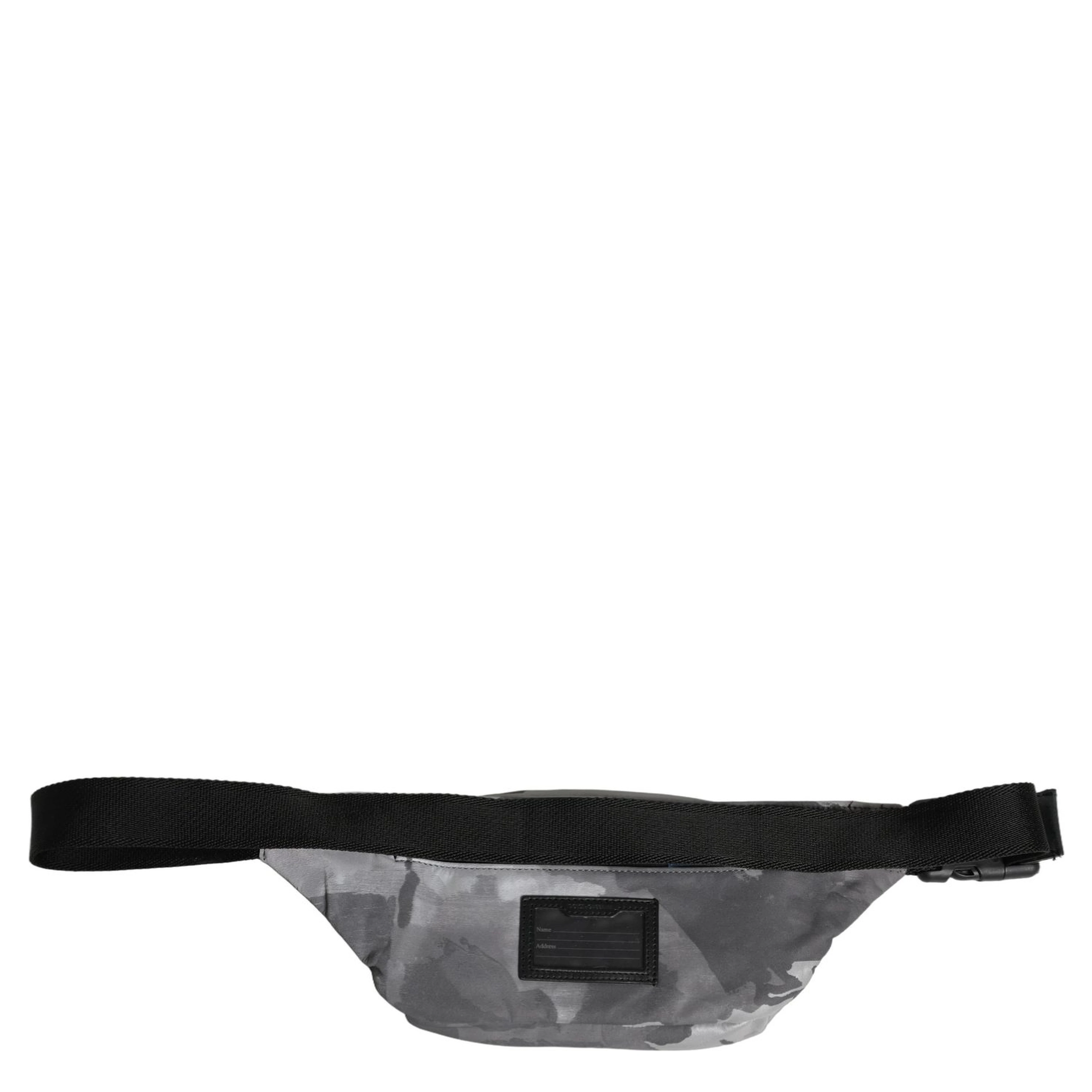 Black Nylon Brass Plate Camouflage Waist Fanny Pack Bag