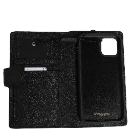 Case Flip Cover Black Calf Leather iPhone11 PRO Phone