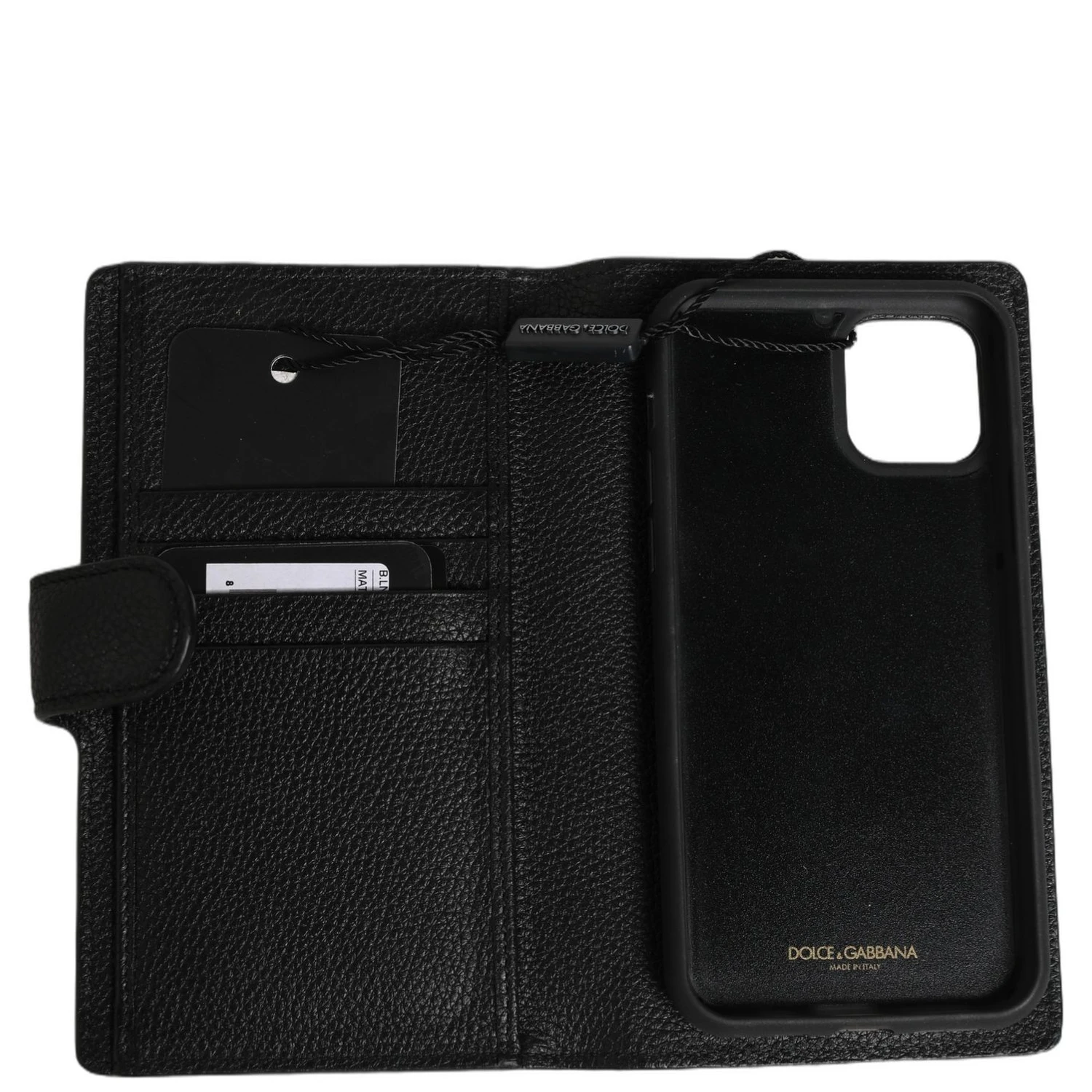 Case Flip Cover Black Calf Leather iPhone11 PRO Phone