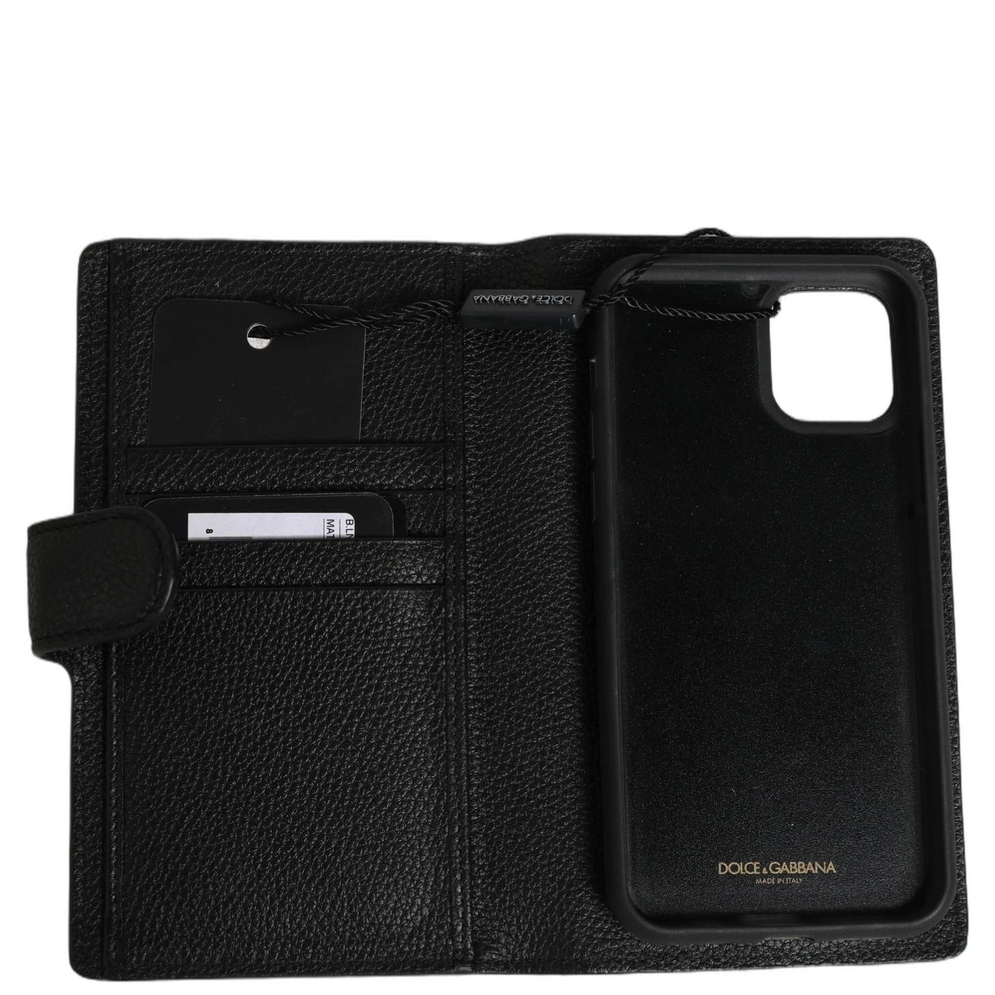 Case Flip Cover Black Calf Leather iPhone11 PRO Phone