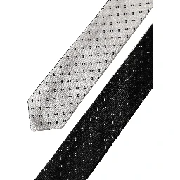 White Black Patterned Silk Adjustable Men Necktie Tie