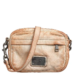 Beige Vintage Leather Logo Plaque Shoulder Borse Men Bag