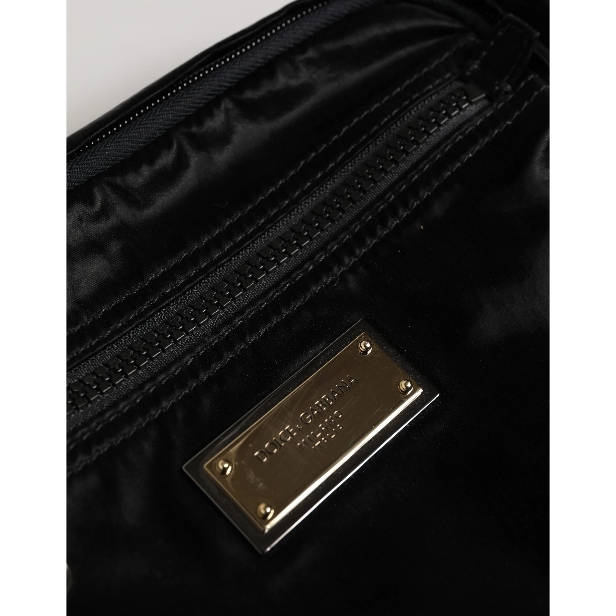 Black Nylon Brass Plate Bumbag Waist Fanny Pack Men Bag