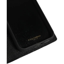 Case Flip Cover Black Calf Leather iPhone11 PRO Phone