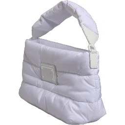 White Logo Plaque Polyester Quilted Shoulder Borse Bag