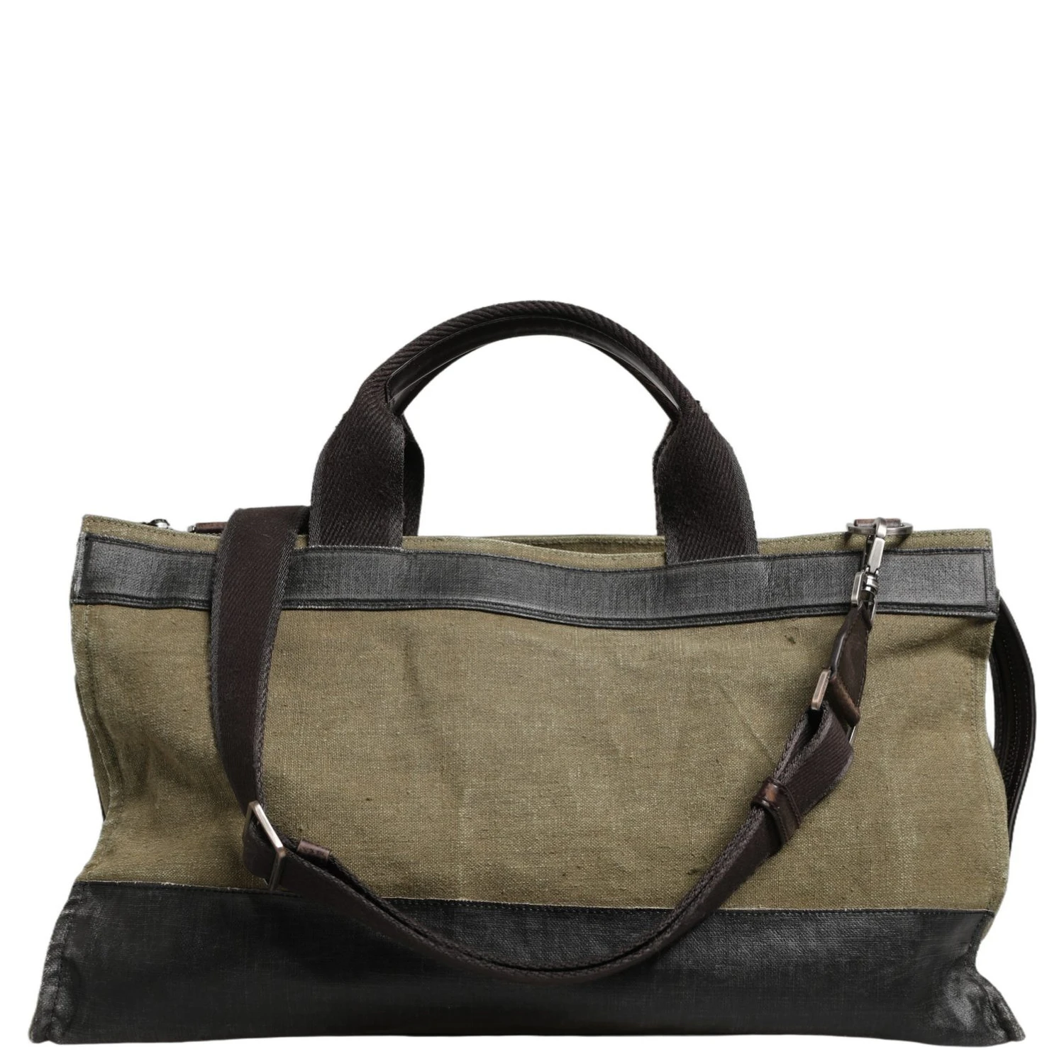Military Green Two Tone Tote Duffel Shoulder Borse Bag