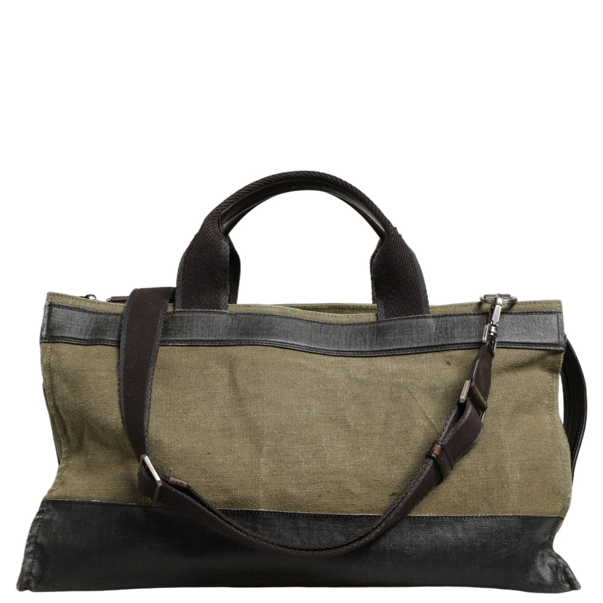 Military Green Two Tone Tote Duffel Shoulder Borse Bag