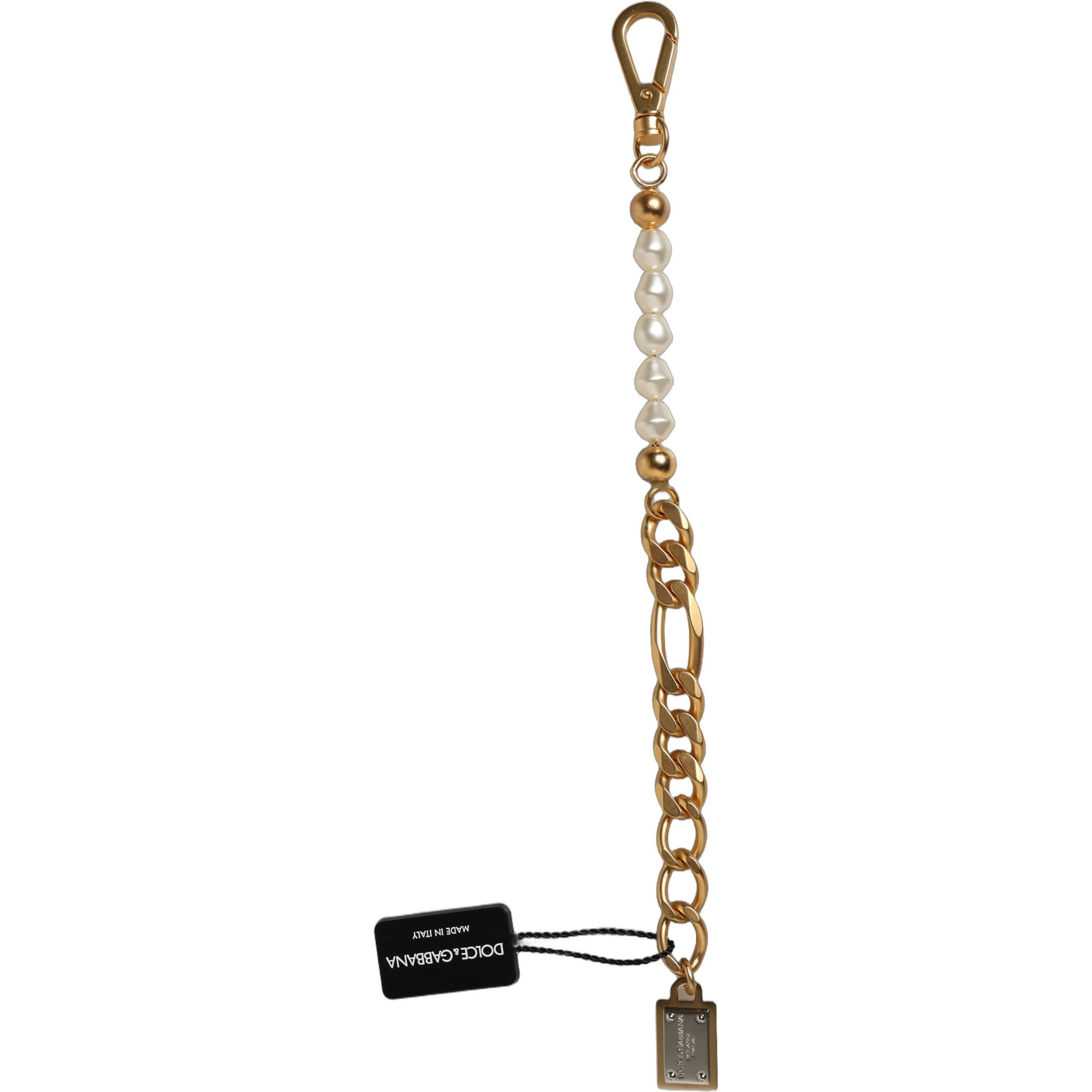 Gold Brass Pearl Embellished Chain Link Jewelry Bracelet