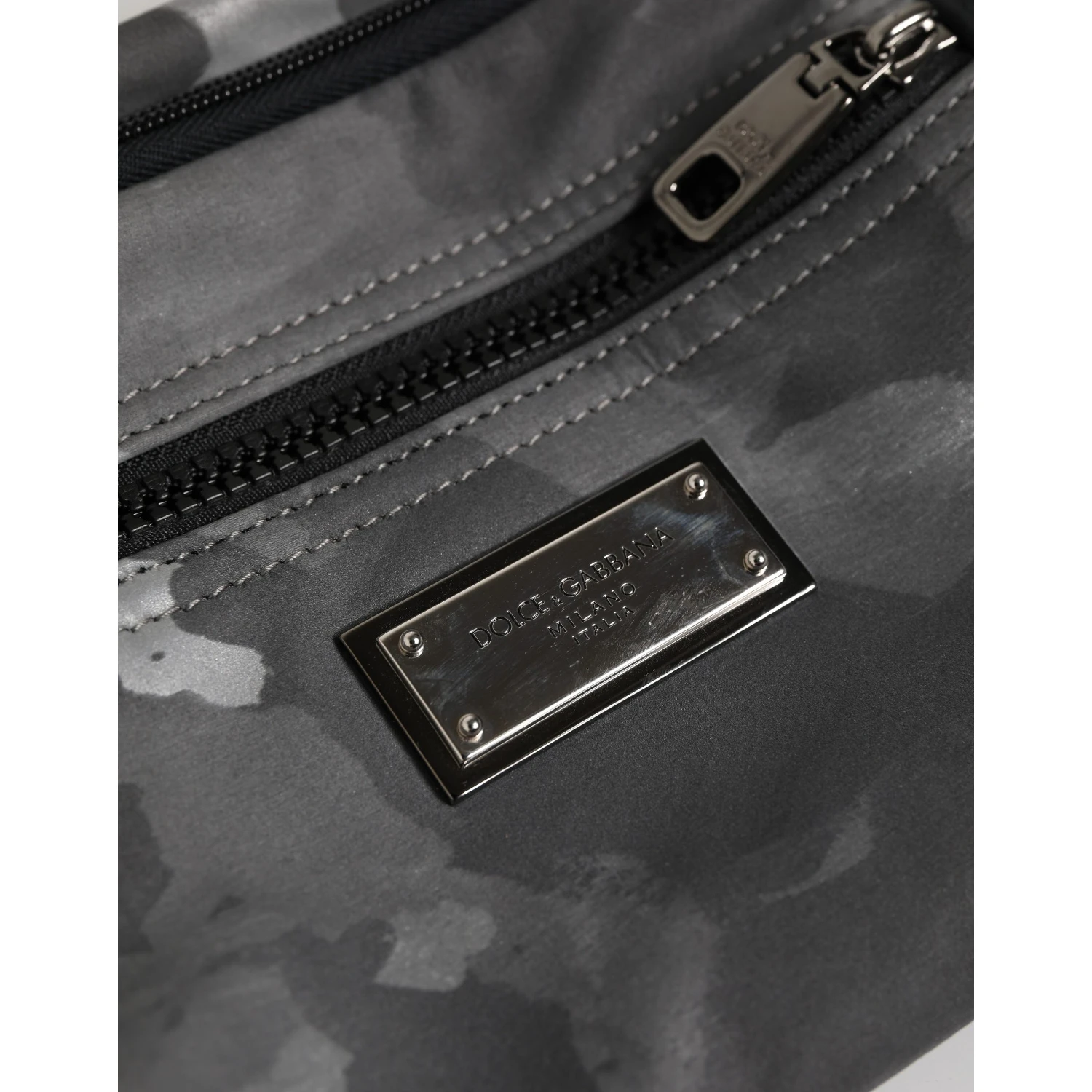 Black Nylon Brass Plate Camouflage Waist Fanny Pack Bag