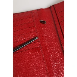 Red Dauphine Leather ID Men Card Holder Bifold Wallet