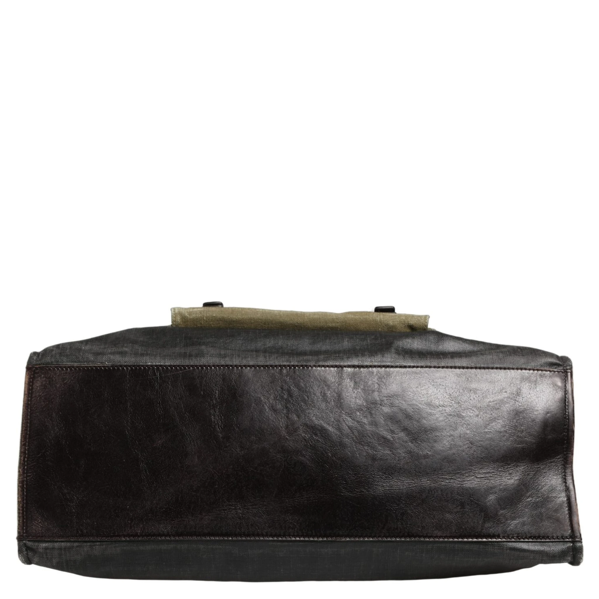 Military Green Two Tone Tote Duffel Shoulder Borse Bag