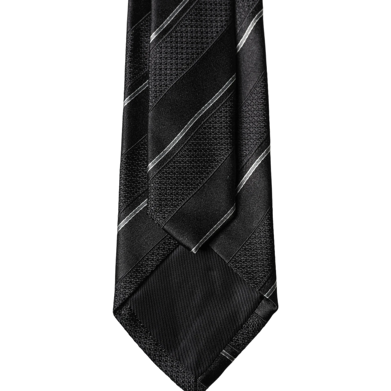 Black White Stripes 100% Silk Adjustable Men Necktie Tie