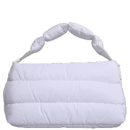 White Logo Plaque Polyester Quilted Shoulder Borse Bag