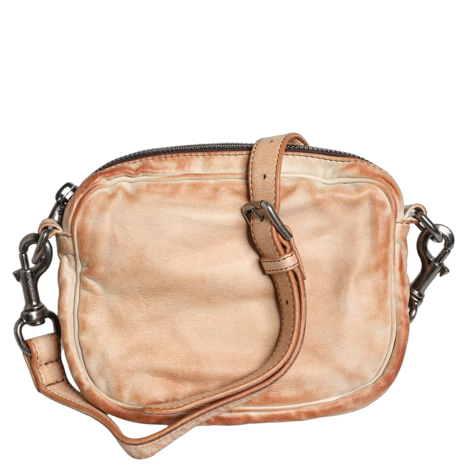 Beige Vintage Leather Logo Plaque Shoulder Borse Men Bag