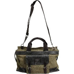 Military Green Two Tone Tote Duffel Shoulder Borse Bag