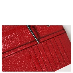 Red Dauphine Leather ID Men Card Holder Bifold Wallet