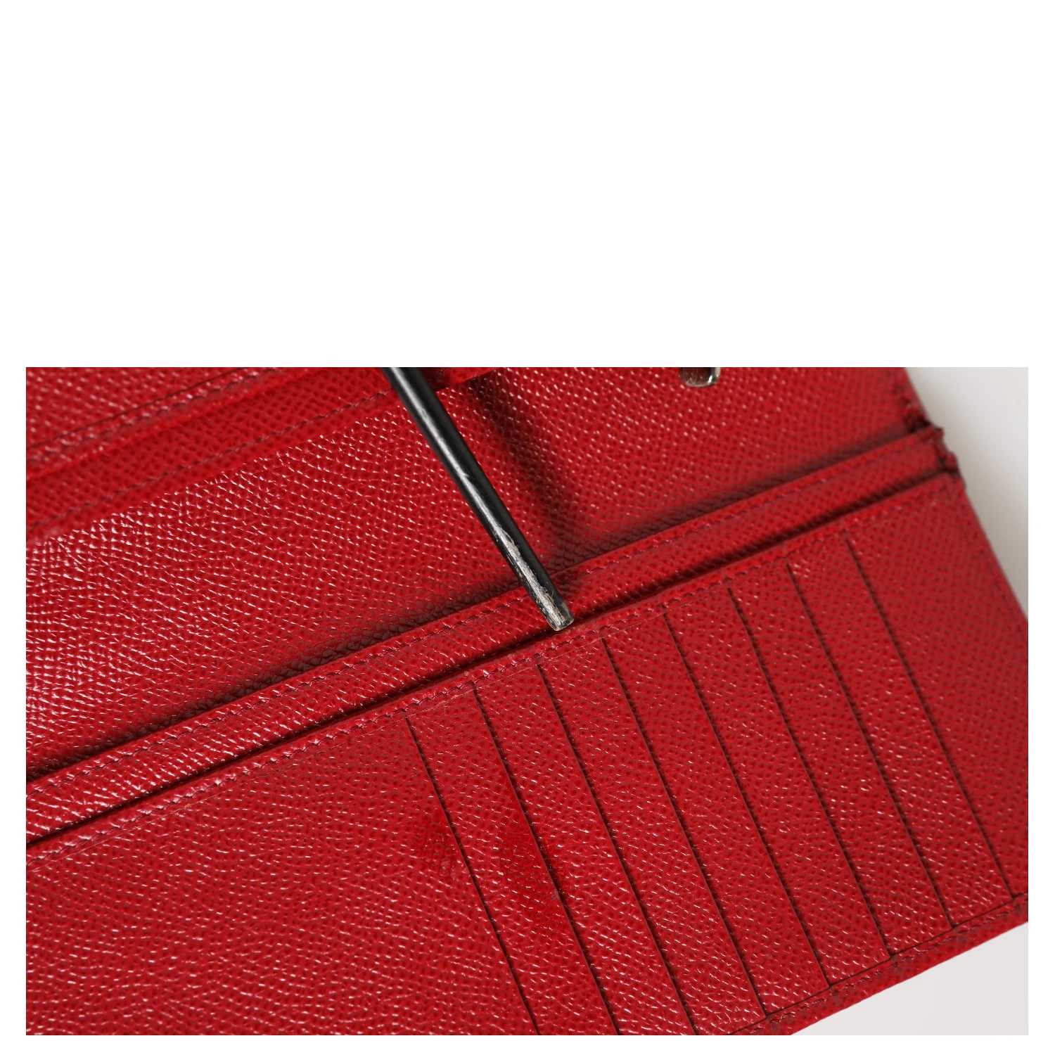 Red Dauphine Leather ID Men Card Holder Bifold Wallet