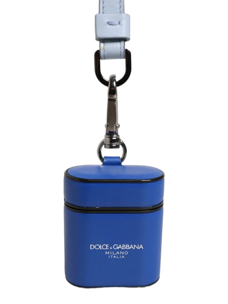 Case Blue Calf Leather Logo Flip Holder Strap Airpods alternative