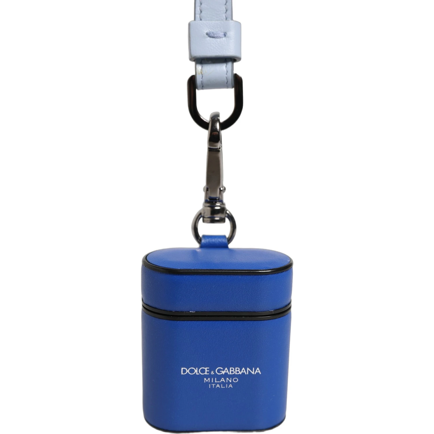 Case Blue Calf Leather Logo Flip Holder Strap Airpods