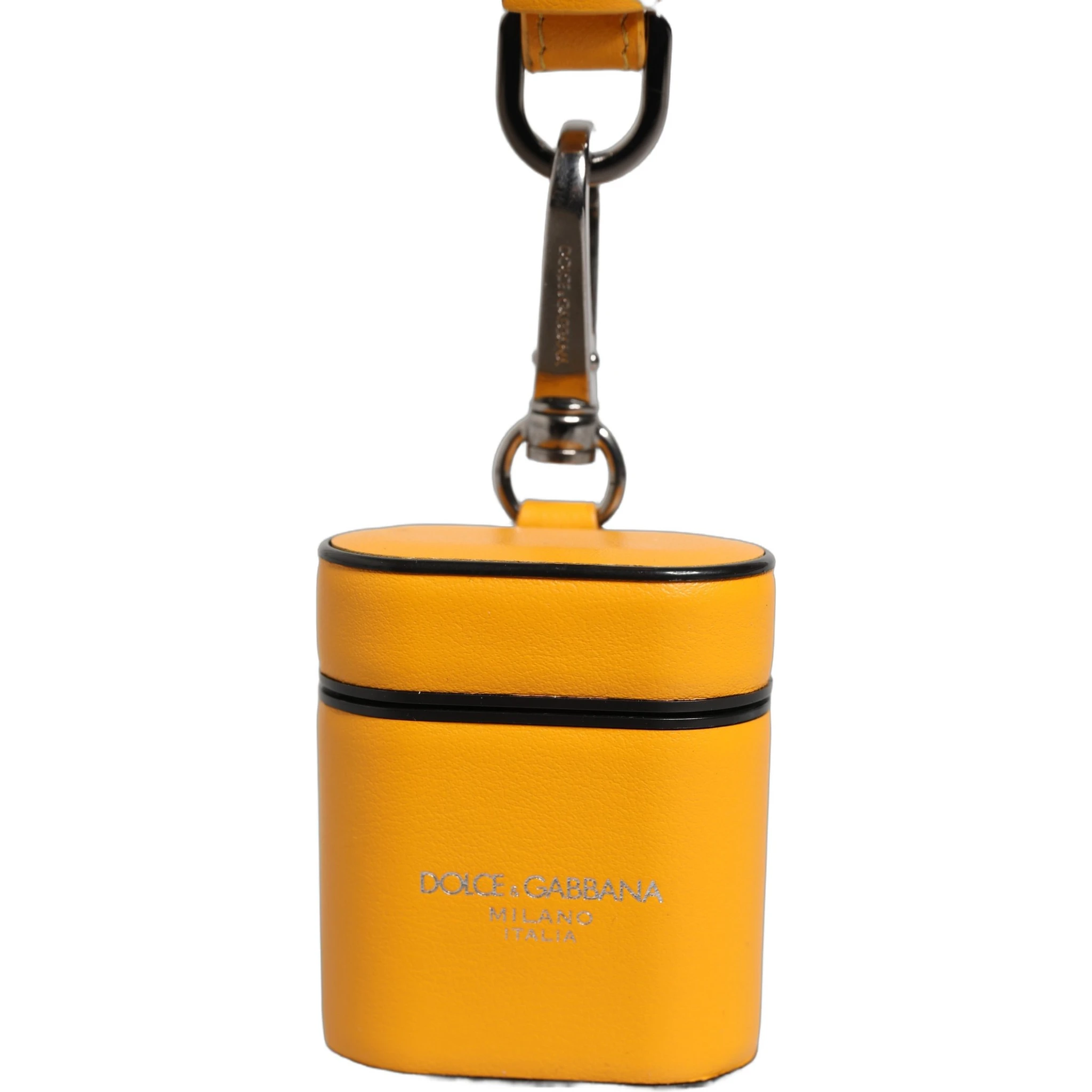 Case Yellow Calf Leather Logo Flip Holder Strap Airpods