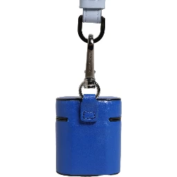 Case Blue Calf Leather Logo Flip Holder Strap Airpods
