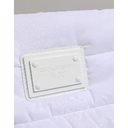 White Logo Plaque Polyester Quilted Shoulder Borse Bag