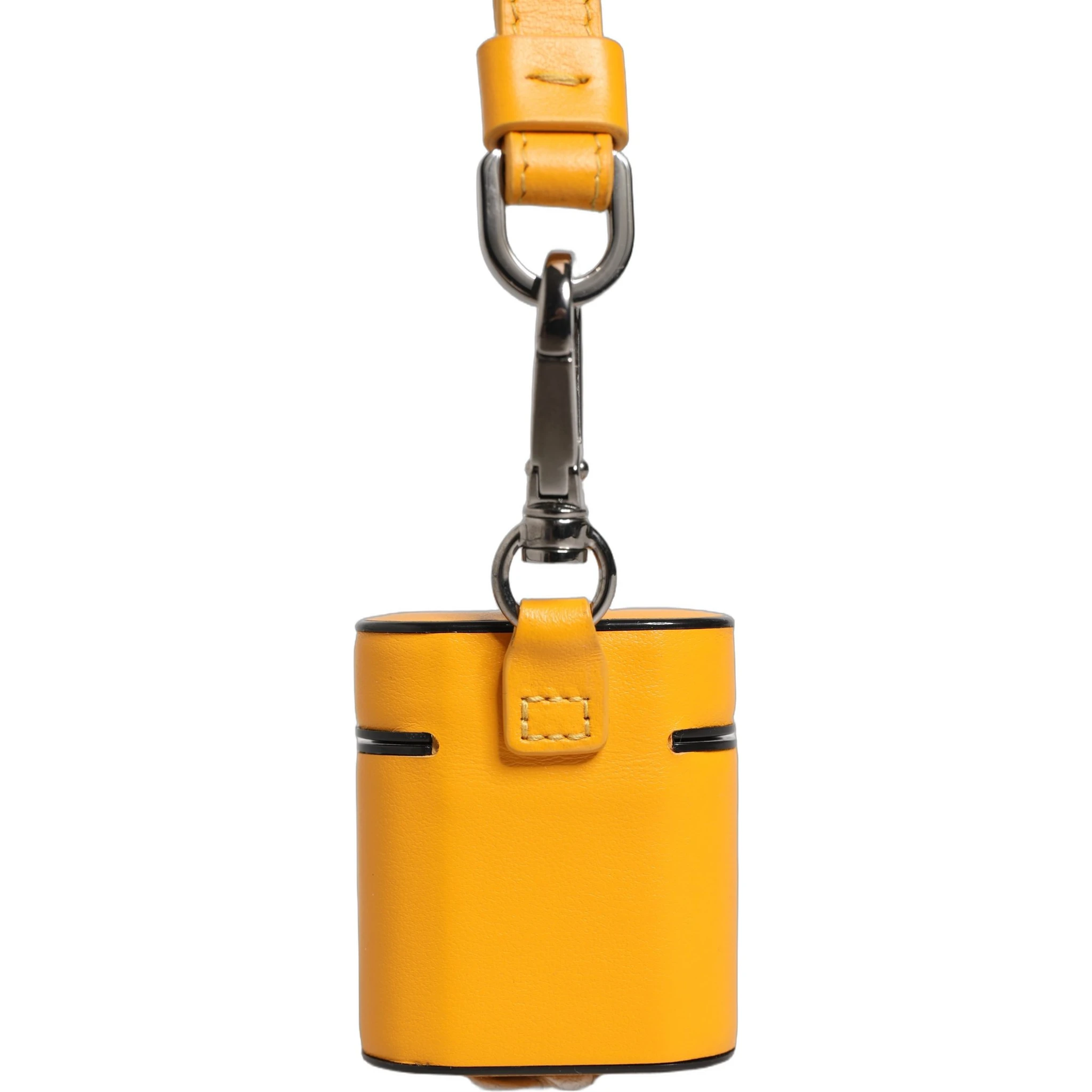 Case Yellow Calf Leather Logo Flip Holder Strap Airpods