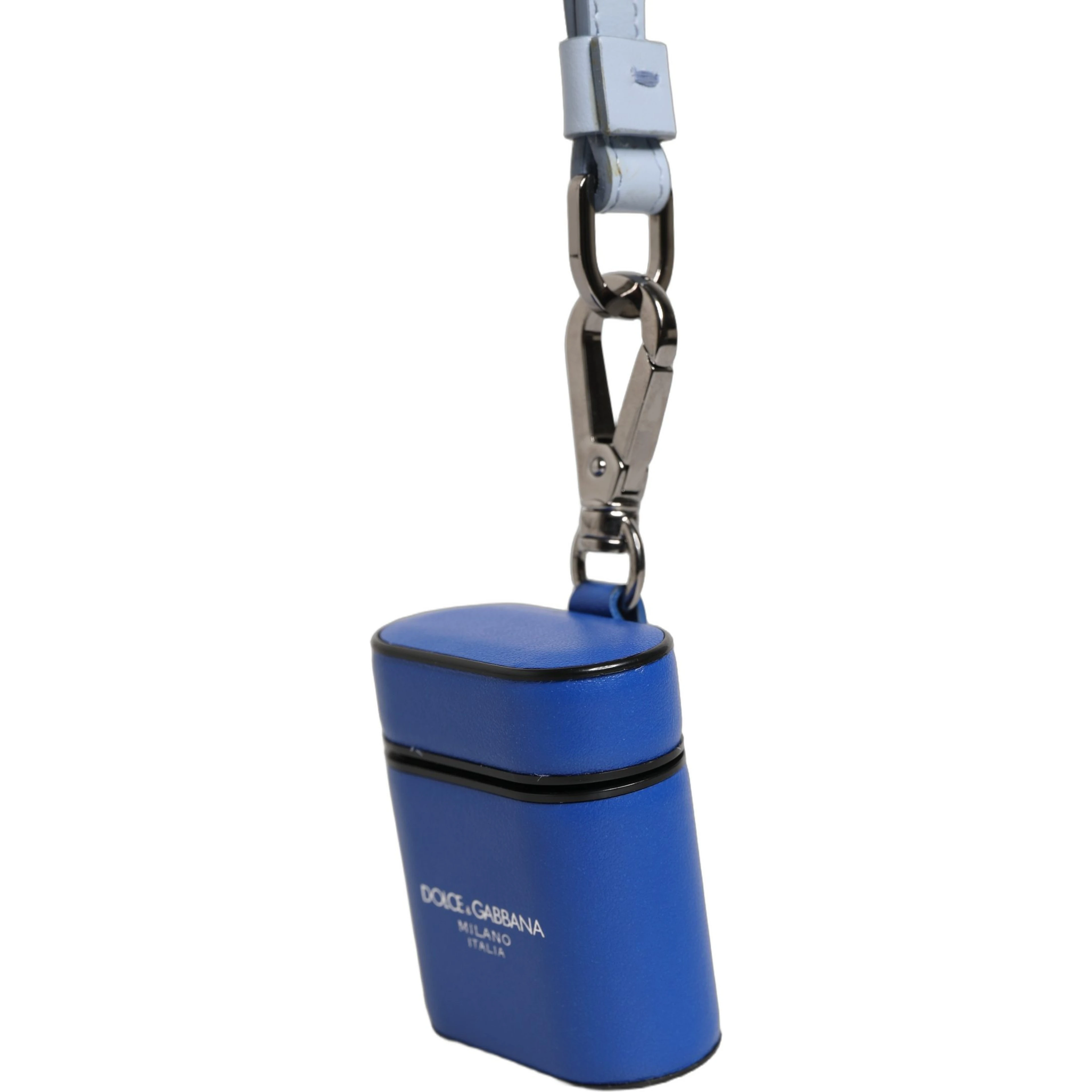 Case Blue Calf Leather Logo Flip Holder Strap Airpods