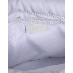 White Logo Plaque Polyester Quilted Shoulder Borse Bag