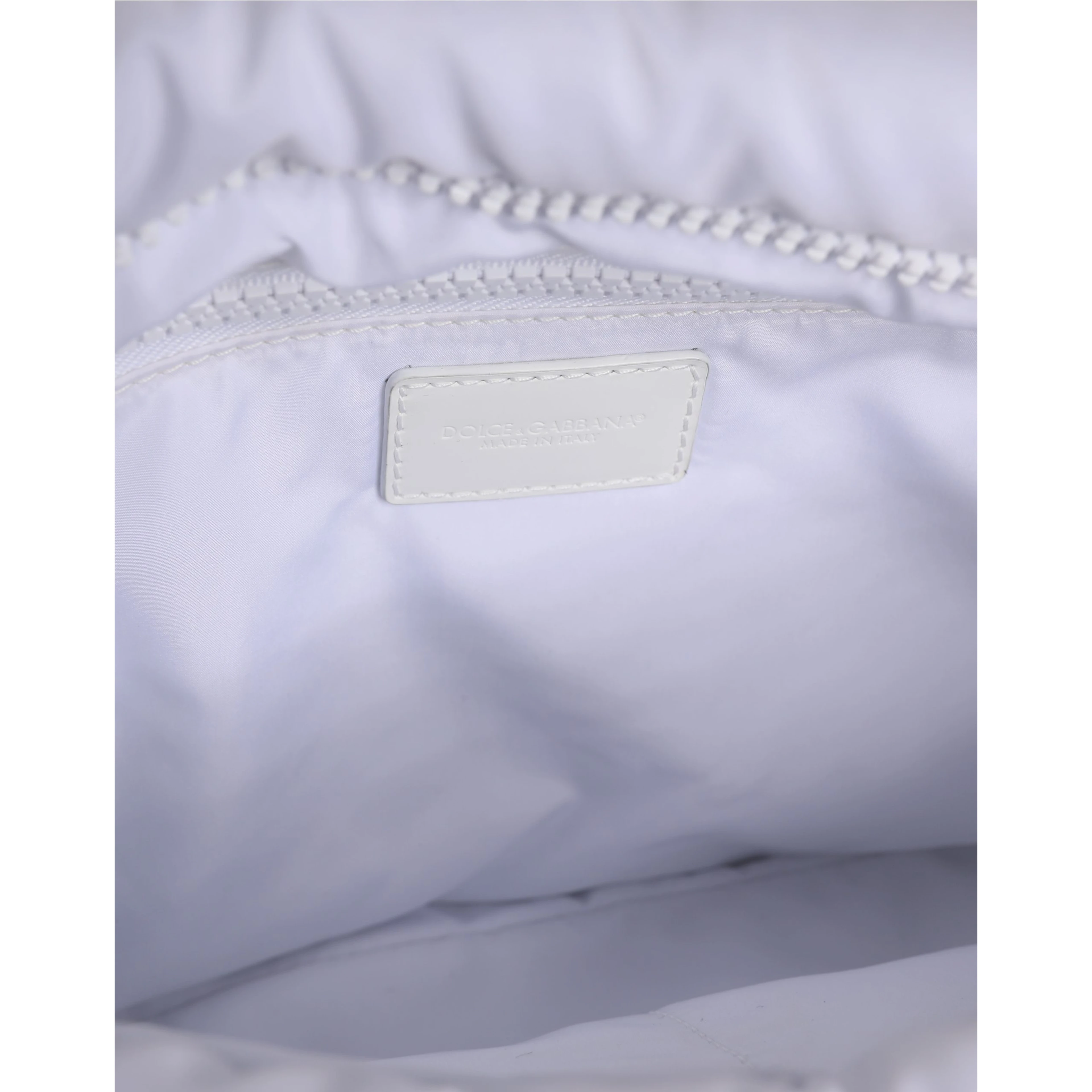 White Logo Plaque Polyester Quilted Shoulder Borse Bag