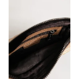 Beige Vintage Leather Logo Plaque Shoulder Borse Men Bag