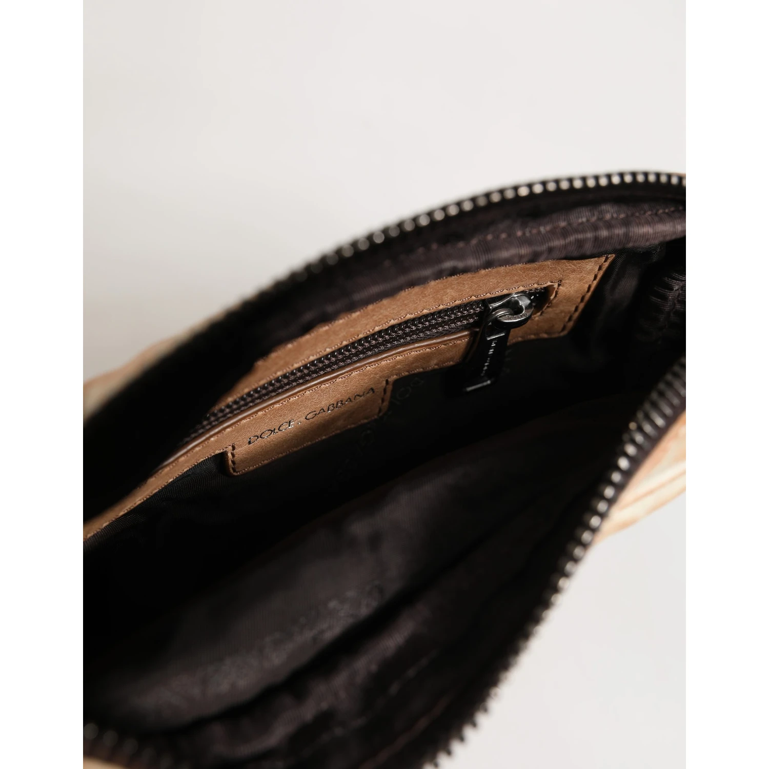 Beige Vintage Leather Logo Plaque Shoulder Borse Men Bag